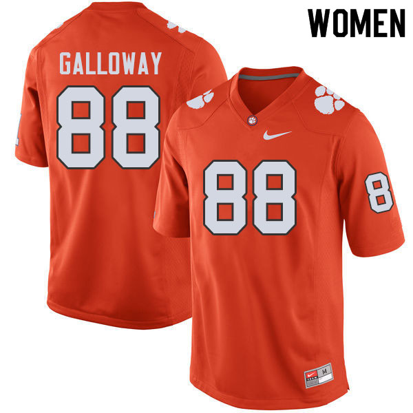 Women #88 Braden Galloway Clemson Tigers College Football Jerseys Sale-Orange - Click Image to Close